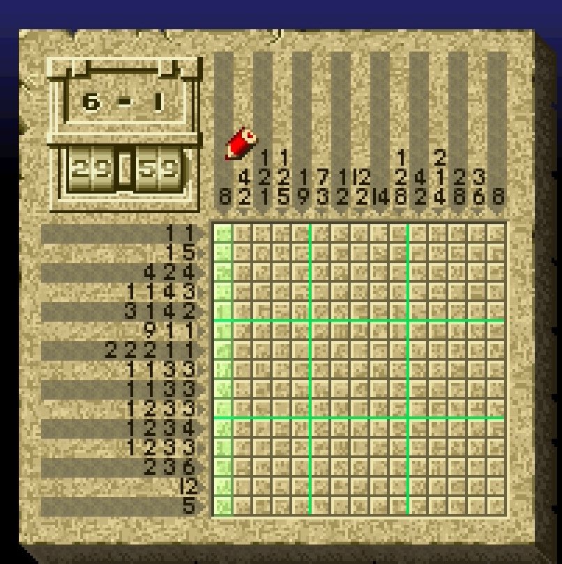 moonuhsp's tweet image. Today’s picross 69/300
Difficulty 5/10
Time 5:34
#snes #sfc #puzzle