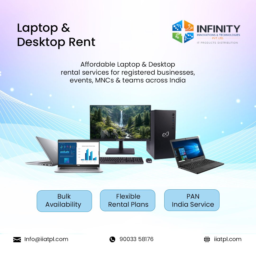 iiatpl's tweet image. Need laptops or desktops on rent? 💻
Affordable, flexible &amp;amp; PAN India service for businesses &amp;amp; events.
Scale your operations without heavy investment 🚀

#LaptopRental #DesktopRental #ITServices #StartupIndia #TechSolutions #BusinessGrowth