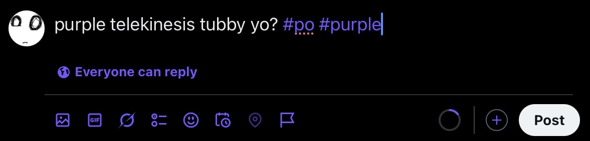 mrllor_'s tweet image. purple telekinesis tubby yo? #po #purple