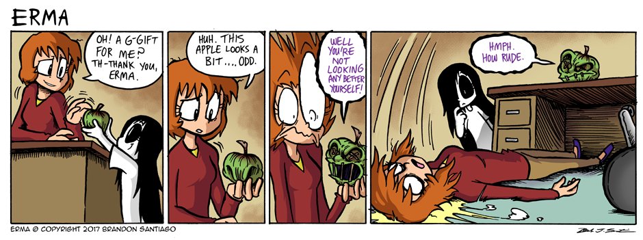 ArchyDuk_LT's tweet image. Hello,

The story of Erma and the apple gift is a tradition. It's a small reference to comic book issue #46 released in 2017. It's also the plot of the first short film. 

Go watching just her youtube.com/watch?v=u6QpFg…

Take care
#Erma #Indie #Bierly #Comic #serie