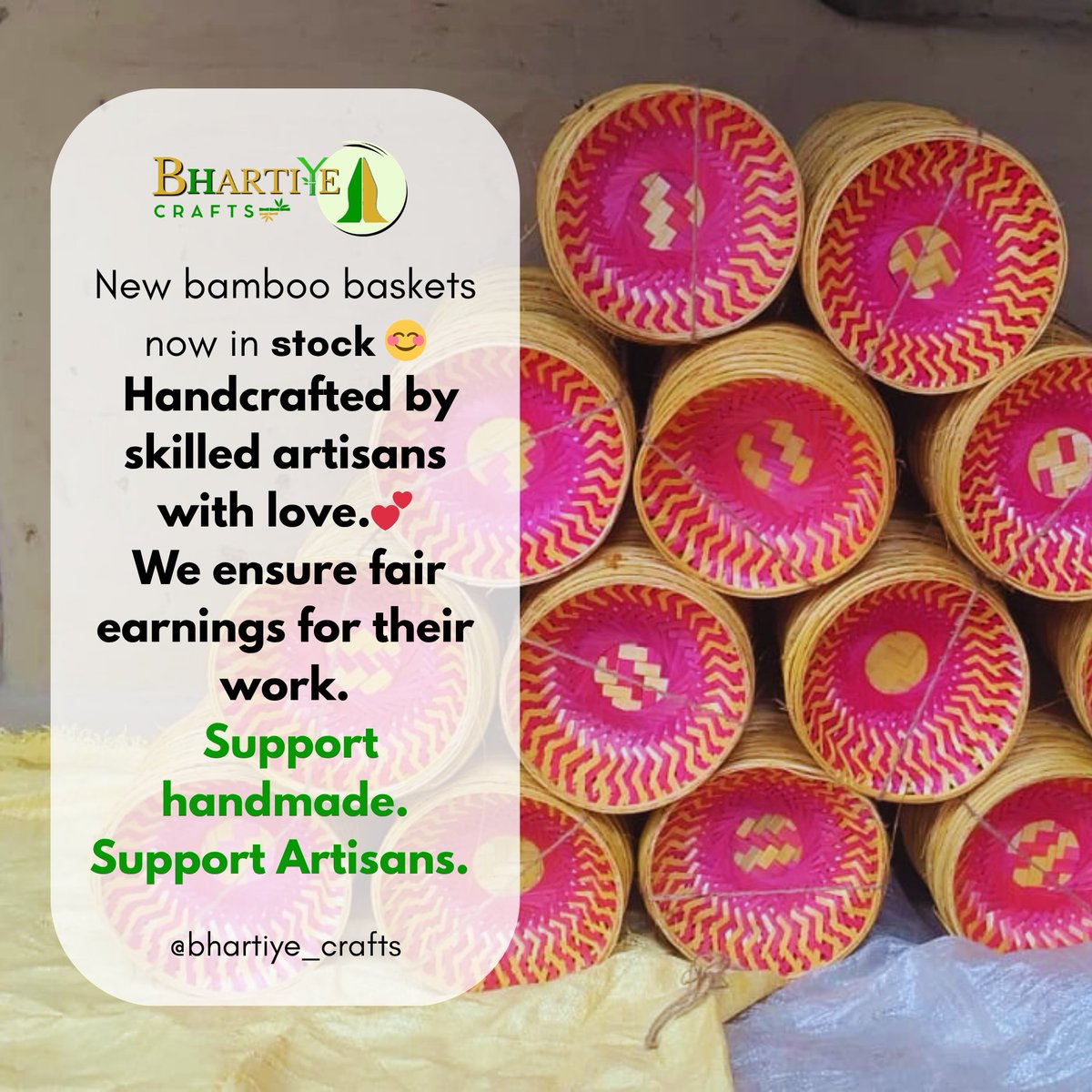 bharitye_crafts's tweet image. Handwoven with tradition, crafted with care. 🌿
Every bamboo basket carries the touch of skilled hands and a story worth sharing.
Support handmade. Support livelihoods. 💛
#BhartiyeCrafts #HandmadeWithLove #SupportArtisans