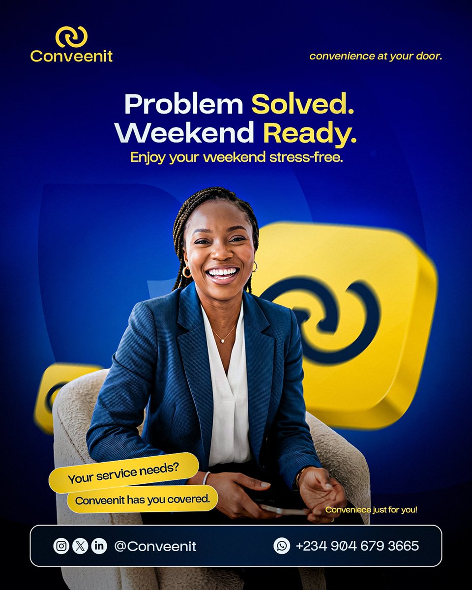 conveenit's tweet image. Nothing feels better than a problem solved before the weekend😊
Now you can relax and enjoy your Friday.
Conveenit takes care of your service needs so you don’t have to stress.

#TGIF
#Conveenit
#WeekendVibes
#StressFree
#HappyCustomer