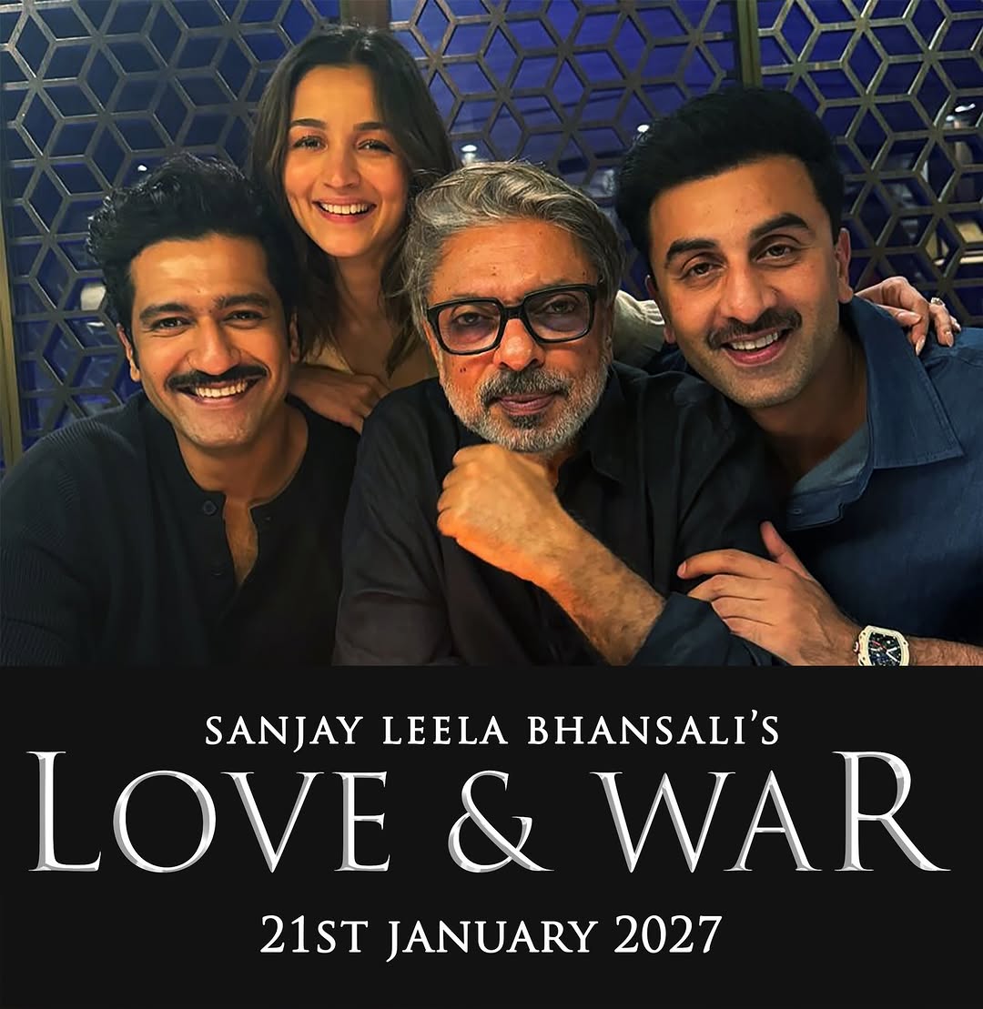 heyopinionx's tweet image. #Sanjay Leela Bhansali's #LOVEandWAR starring #Ranbir Kapoor, Galiaabhatt &amp;amp; @vickykaushal09

In cinemas on 21st January 2027🎞️❤️