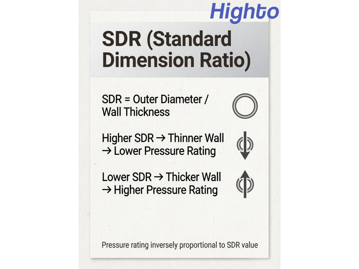 HightoPipe's tweet image. SDR Demystified: The Key to Choosing the Right Pipe 🧐
Here’s the golden rule for buyers:
✅Lower SDR = Thicker Wall = Higher Pressure Rating
✅Higher SDR = Thinner Wall = Lower Pressure Rating
#PipelineSolutions 
📫Email:info@hightopipe.com
📞What's Up:＋86-15806167443