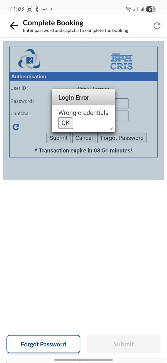 kumar_abhiy's tweet photo. I tried lots of times to re enter the pwd and captcha , but still not login and while click on forget pwd , it is also not working , and my payment will be deducted, but the train ticket not confirm.. why is thi happening always on IRCTC site.

@IRCTCofficial @amazon @RailwaySeva https://t.co/jjGxZLTFrJ
