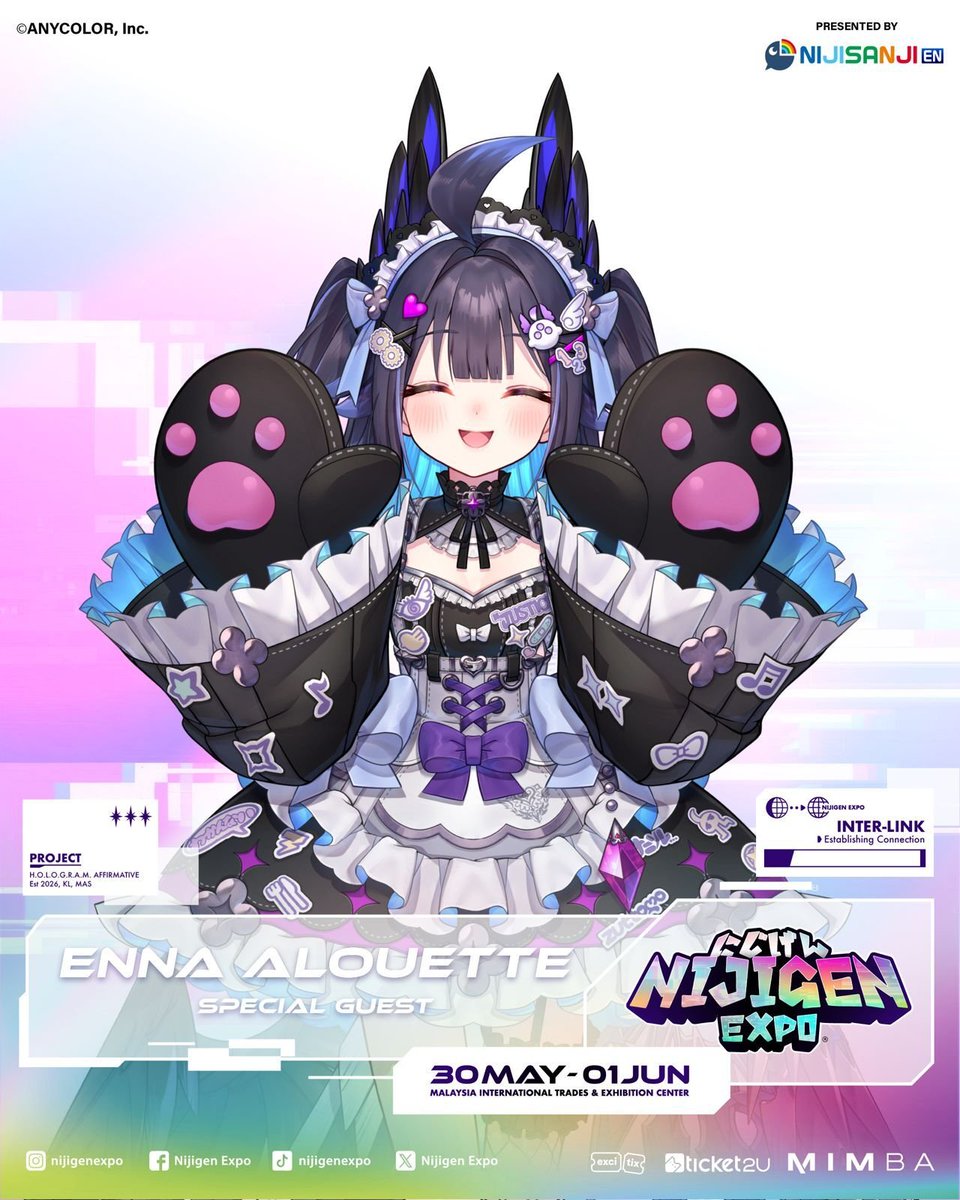 Aloupeeps !!🫶 
Happy to announce that I'll be appearing at 
✦ Nijigen Expo 2026 ✦ from May 30th - June 1st !!
I can't wait to see everyone yippeee !!! ✨

📍MITEC, Kuala Lumpur, Malaysia
#NijigenExpo #PR