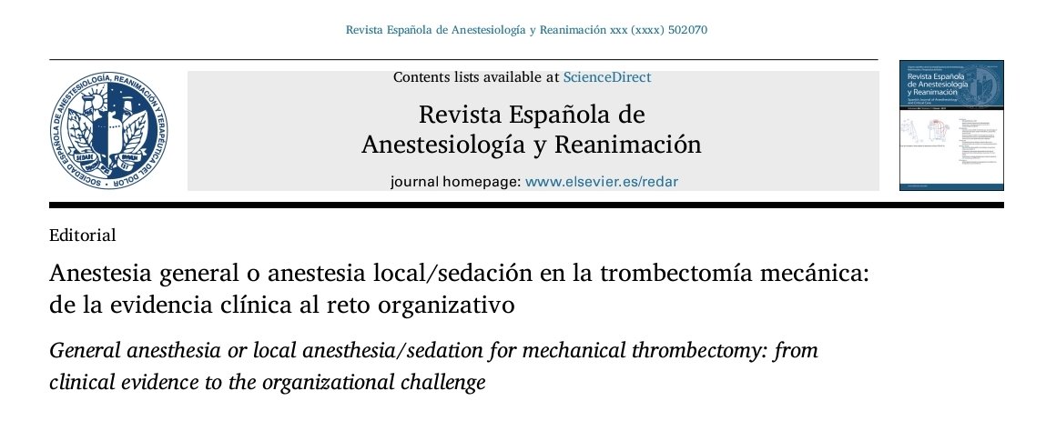 Revista Española de Anestesiología y Reanimación tweet media