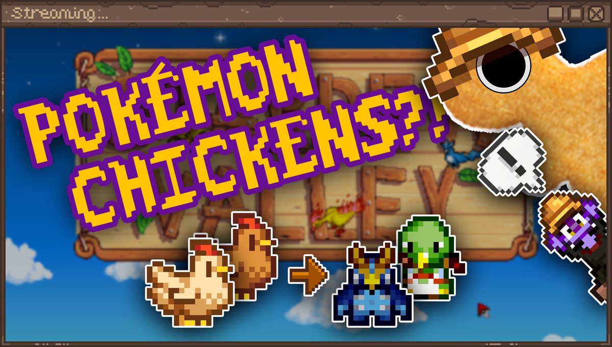 PlutonianTaco's tweet photo. my latest modded stardew valley highlights video is now live! 🐣✨

we've got pokémon chickens, we've got haley making me blush, we've got our kitty tingie, we've got it all!
https://t.co/3zR2rQS9hx

#StardewValley #ModdedStardew #StreamHighlights #SmallStreamer #TwitchStreamer https://t.co/xb2oS4CeXS