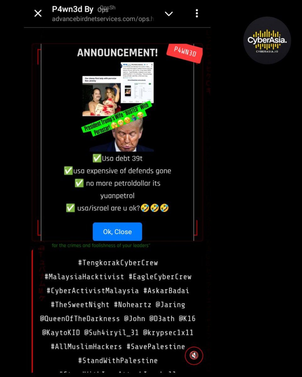 cyberasia_io's tweet image. 🚨 India Alert 🇮🇳

The hacktivist group #OpsShadowStrike, in collaboration with various Malaysian cyber crews, has successfully executed a Defacement attack on the Indian website advancebirdnetservices.com

#CyberAttack #Defacement #OpsShadowStrike #CyberSecurity #India