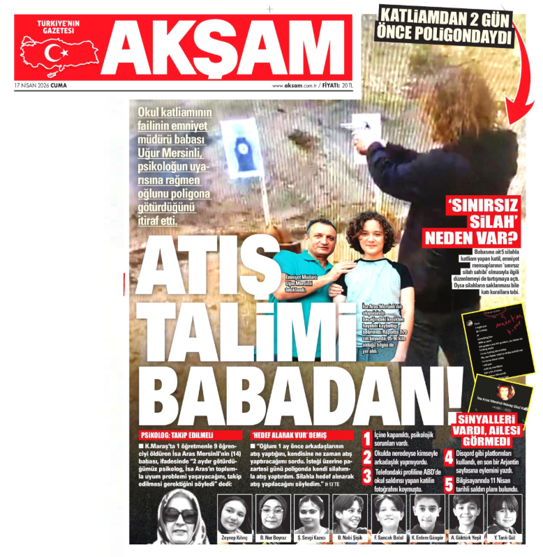 YUH ARTIK?
- Madem piçin ruh hastası bir psikopat, tedavi gördüğünü söylüyorsun, o zaman ne diye Poligoma götürüp atış talimi yaptırıyorsun? Katliamdan 2 gün önce bile poligoma götürmüş atış yaptırmış.
- Bu TELEGRAM gruplarının hepsini devlet bir an önce kapatmalı
#Kahramanmaraş