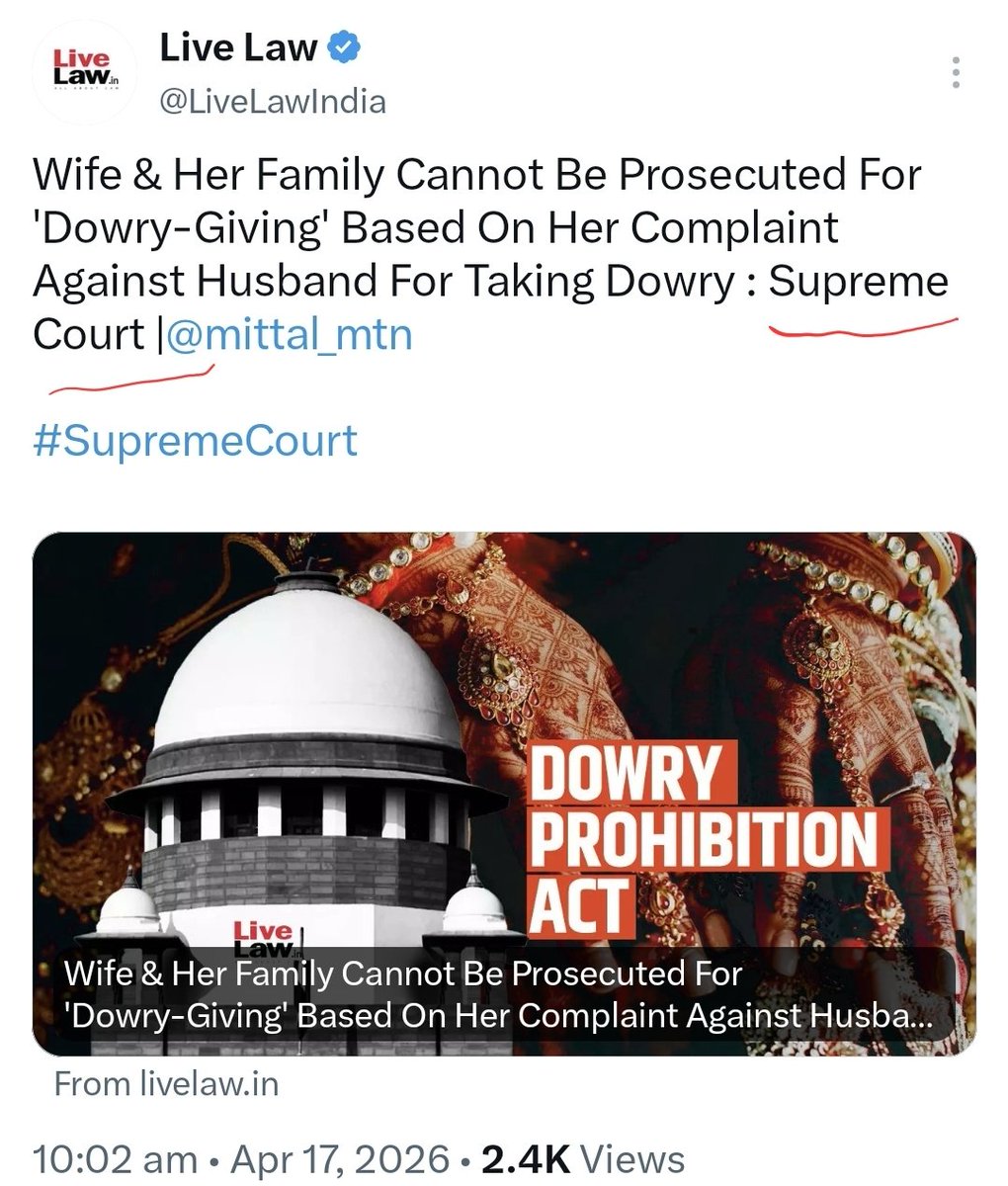 This is Supreme Court !

Why dowry prohibition act then?

Judges are cracking jokes day by day!