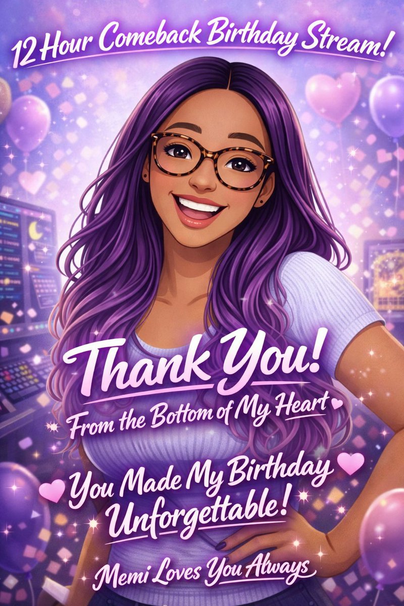 Memi_Dee's tweet photo. WE REALLY DID 12 HOURS 😭💜
Thank you for showing up for me—playing, vibing, lurking… all of it meant the world.
My heart is so full 🥹
Memi loves you always ✨
#MemiTime #ChaosCozy #TwitchStreamer #ComebackArc #Grateful https://t.co/nunJoHJs1N