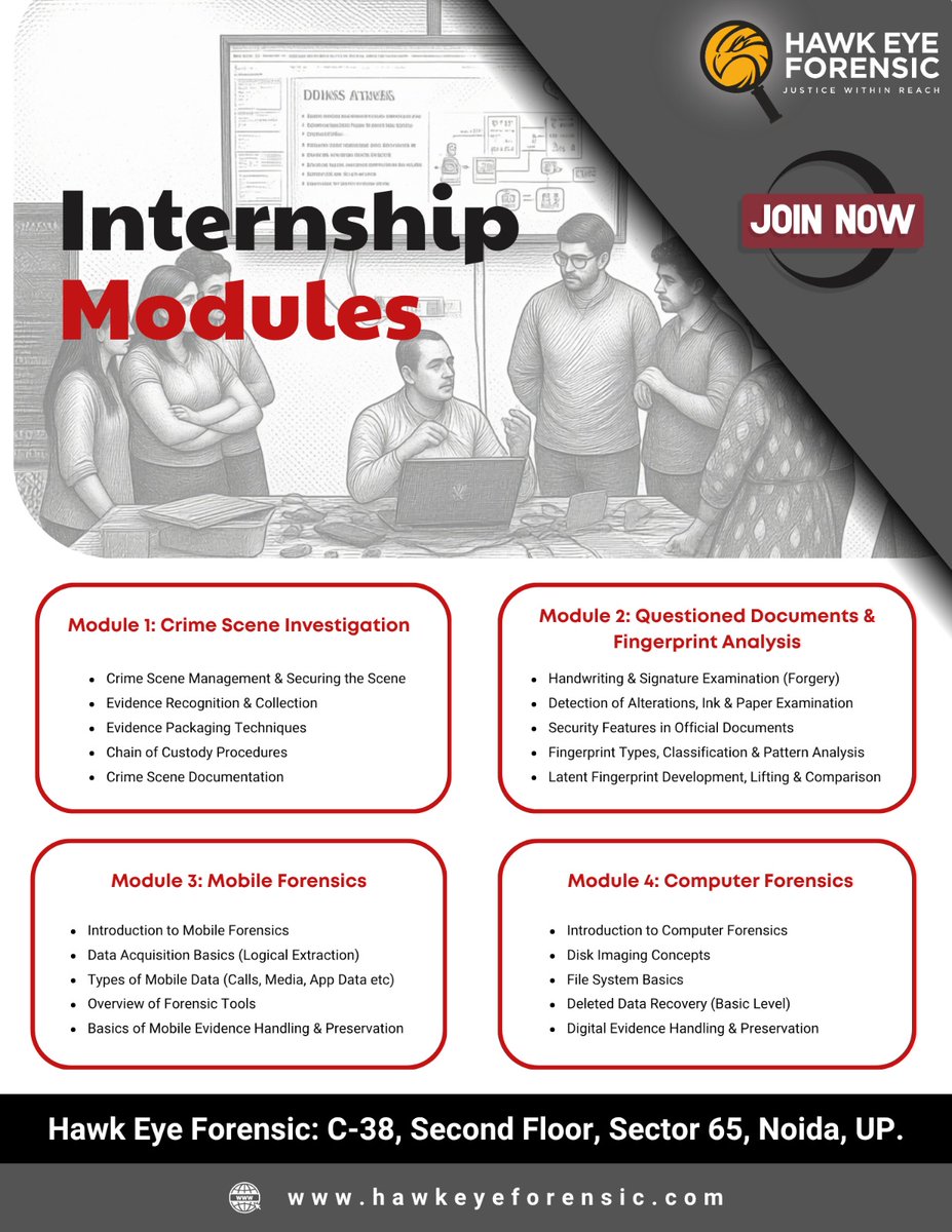 ForensicHawk's tweet image. 𝐋𝐞𝐯𝐞𝐥 𝐮𝐩 𝐲𝐨𝐮𝐫 𝐟𝐨𝐫𝐞𝐧𝐬𝐢𝐜 𝐜𝐚𝐫𝐞𝐞𝐫 𝐭𝐡𝐢𝐬 𝐬𝐮𝐦𝐦𝐞𝐫.

Batches scheduled for April, May &amp;amp; June
Limited seats available

#summerinternship #forensicscience #forensicinternship #bscforensicscience #mscforensicscience #studentsopportunity #internshipprogram