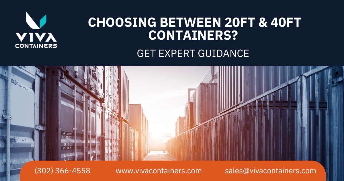 VivaContainers's tweet image. 20ft vs 40ft — small jobs → 20ft | bulk &amp;amp; long-term → 40ft. Choose smart, save space &amp;amp; cost. Need help? 
📞 (302) 366-4558 
🌐 vivacontainers.com 
#shippingcontainers #conexcontainer #containerindustry #bulkcontainers #b2bsupply #constructionindustry #industrialstorage