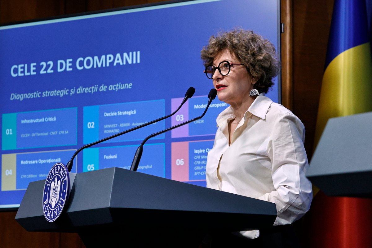 RRInternational's tweet image. Dozens of #state-owned #companies in Romania are recording historical #losses, Vice Prime Minister Oana Gheorghiu declared on Thursday. She said that 22 economic entities have accumulated budget debts of approximately 4.2 billion lei (roughly 825 million euro). (1/6)