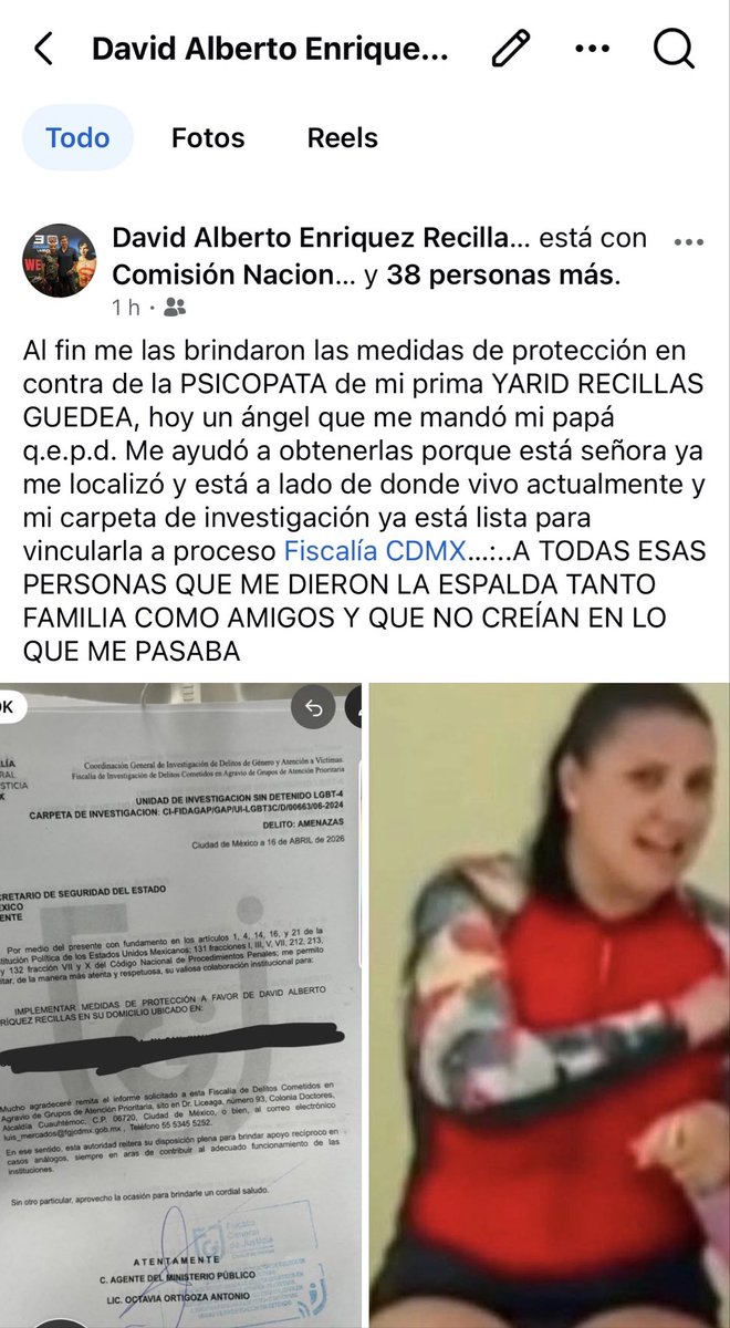 davidalberto32's tweet photo. @GuedeaYanez buenas noches tu sobrina Yarid Recillas Guedea está vinculada a proceso para que la llame el
Juez, tengo medidas de protección y si en estos momentos me sigue lastimando se va directo a la cárcel https://t.co/nCCaVAuiEw