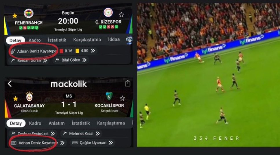 bkfrkn's tweet photo. Bu akşamki maçı yönetecek olan Adnan Deniz Kayatepe geçen hafta Gs’nin Kocaeli’yi attığı ofsayt golü veren VAR hakemiymiş. https://t.co/lHHAqFJIwr