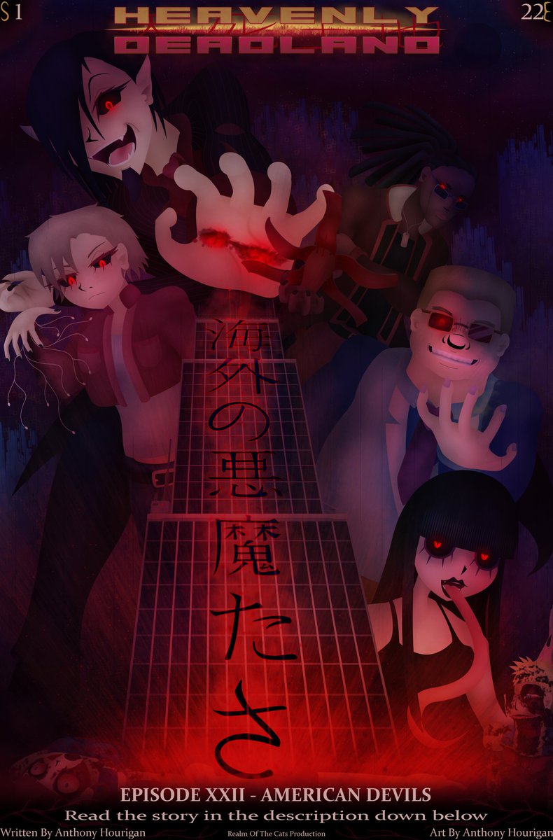 The American Devils are finally here and they're about to shake up trouble right here, in Tokyo. It is only human nature to kill one another.

Click on the link if you want to read the whole story.
deviantart.com/anthonyh318/ar…
#heavenlydeadland #story #macabre #gore #series