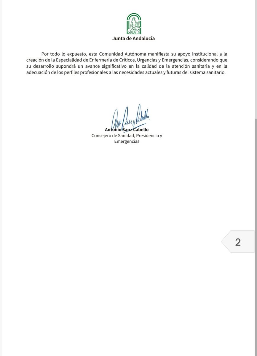 duelajara's tweet photo. 📣 LA JUNTA ANDALUCÍA, su Consejería de Sanidad, Presidencia y 
Emergencias 🟢 Avala la creación de la Especialidad de Enfermería de Críticos, Urgencias y 
Emergencias presentada por Seeue y Seeiuc. 🎉 https://t.co/mLIXHL7ta3
