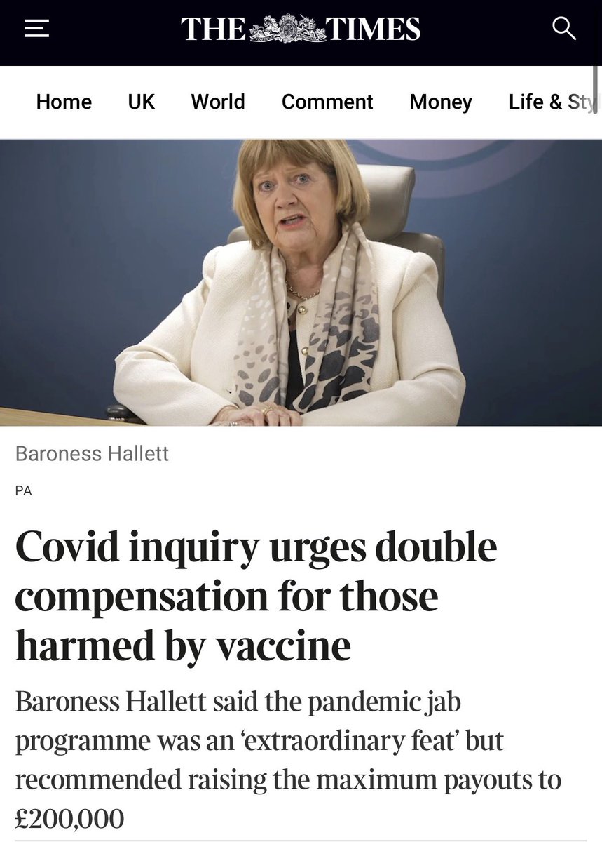 THE TIMES !! 

‘Covid inquiry urges double compensation for those harmed by vaccine’ 

‘It found that vaccine mandates were likely to have contributed to alienation and increased hesitancy’

Much to come but WE ARE WINNING👊 

Well done <a href="/VIBUK_Official/">VIBUK Official</a>🔥

thetimes.com/uk/healthcare/…