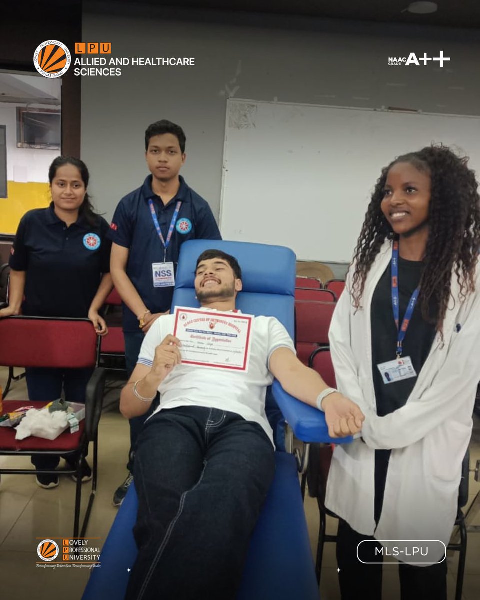 LPUMLSDept's tweet image. A single drop of blood can create a ripple of hope ❤️
Proud to see our MLS students stepping forward to serve humanity through this noble cause. 🩸✨
#DonateBlood #BeAHero #lpu #HealthcareForAll #NSS #mls
