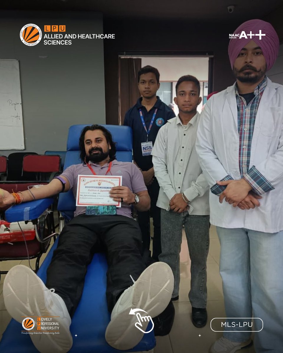 LPUMLSDept's tweet image. A single drop of blood can create a ripple of hope ❤️
Proud to see our MLS students stepping forward to serve humanity through this noble cause. 🩸✨
#DonateBlood #BeAHero #lpu #HealthcareForAll #NSS #mls