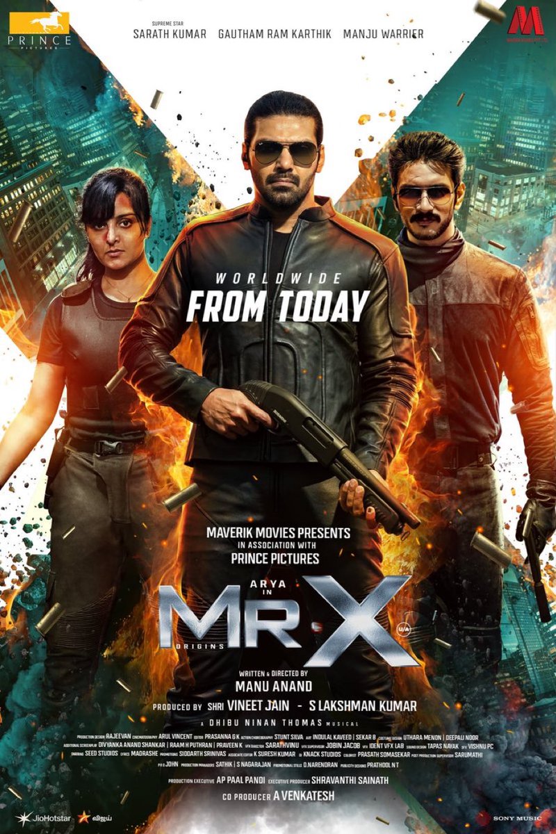 Karthikravivarm's tweet image. The action strikes the big screens in style!

#MrX in theatres FROM TODAY 

A film by @itsmanuanand.
