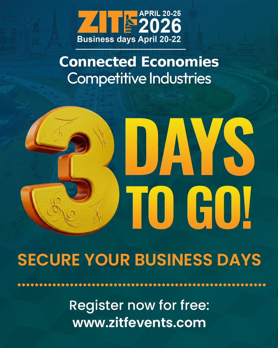 ZITF1's tweet photo. The most impactful networking happens during the exclusive Business Days (April 20-22). This is your window to connect with international investors and industry leaders in a focused, professional environment.
🎟️ Secure Your Badge
Avoid the long queues! Register online now to secure your professional entry.
👉 Register Here: https://t.co/yWsGrb1elO
#ZITF2026 #BusinessNetworking #Bulawayo #3DaysToGo #ZimbabweTrade #zitf
