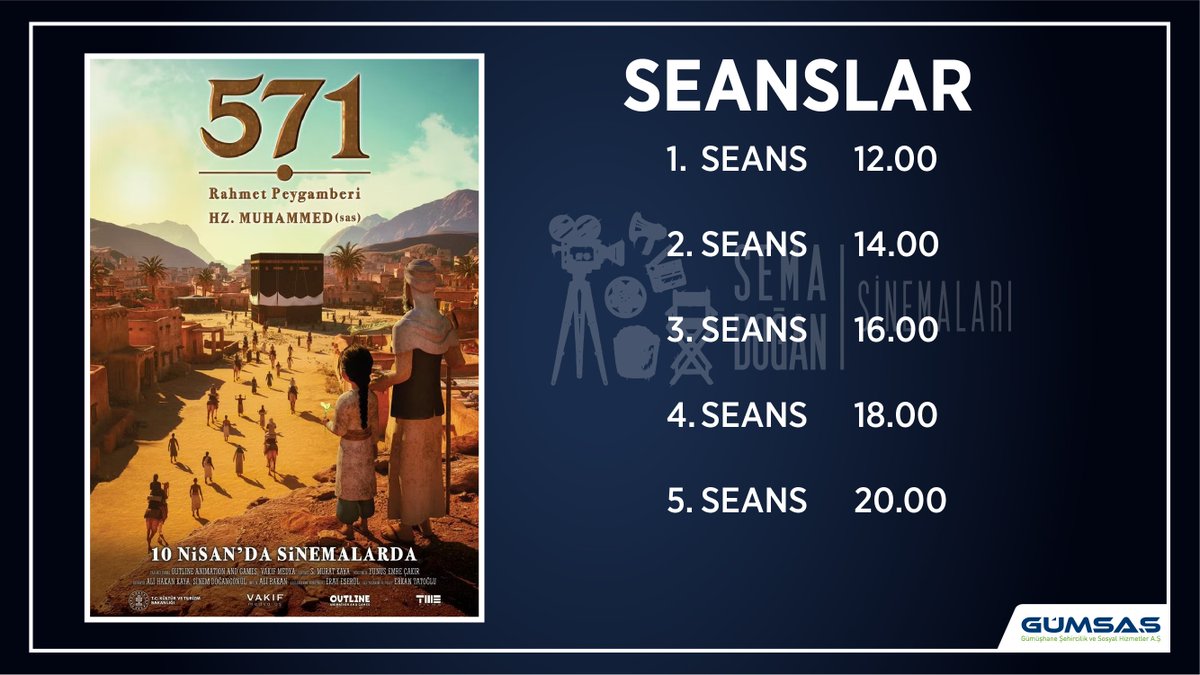 gumsas29's tweet photo. 📽️Bu hafta, Sema Doğan Sinemaları'nda sizleri bekliyor🍿
⏳17-23 Nisan
‼️ Kıble:Bitlisli Belkıs
‼️ 571 Rahmet Peygamberi Hz. Muhammed https://t.co/HivxbdNMEq