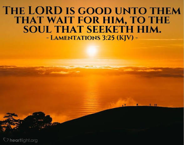 The Lord is good to those whose hope is in him, to the one who seeks him; it is good to wait quietly for the salvation of the Lord.—Lamentations 3:25💖🙏💖🙏💖