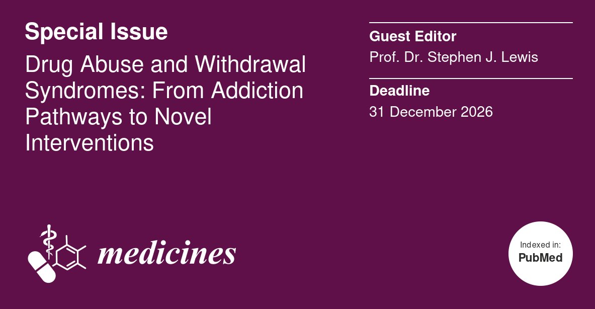 medicines_mdpi's tweet image. 🧠 Substance use disorders are an increasingly complex global health challenge.

📢 Call for papers!

🔗 Learn more and submit: lnkd.in/d5YEXgzt

#Medicines #MDPI #Addiction #SubstanceUse #DrugDependence #WithdrawalSyndrome #Pharmacology #Pharmacotherapy #GlobalHealth