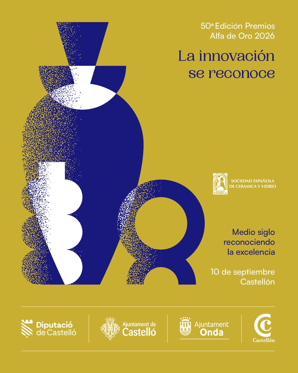 SocEspCeramVidr's tweet photo. La innovación también necesita visibilidad.
Los Premios Alfa de Oro llevan 50 años reconociendo proyectos que impulsan el sector cerámico y del vidrio.

Candidaturas hasta el 29 de mayo:
https://t.co/8dclAyWYBO
#PremiosAlfaDeOro https://t.co/L7hUlowJ6E