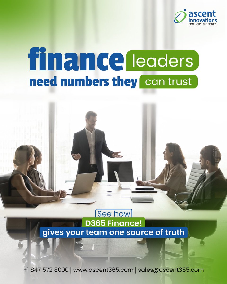 Ascent4me's tweet image. Your finance team is not slow. Your data is.
One source of truth changes every decision that follows.

Get Microsoft D365 today, speak with the Ascent team today!
📞 +1 (847) 572 8000 | 🌐 sales@ascent365.com

#ascent365 #ERPSystems #SmartBusiness #financemanagement