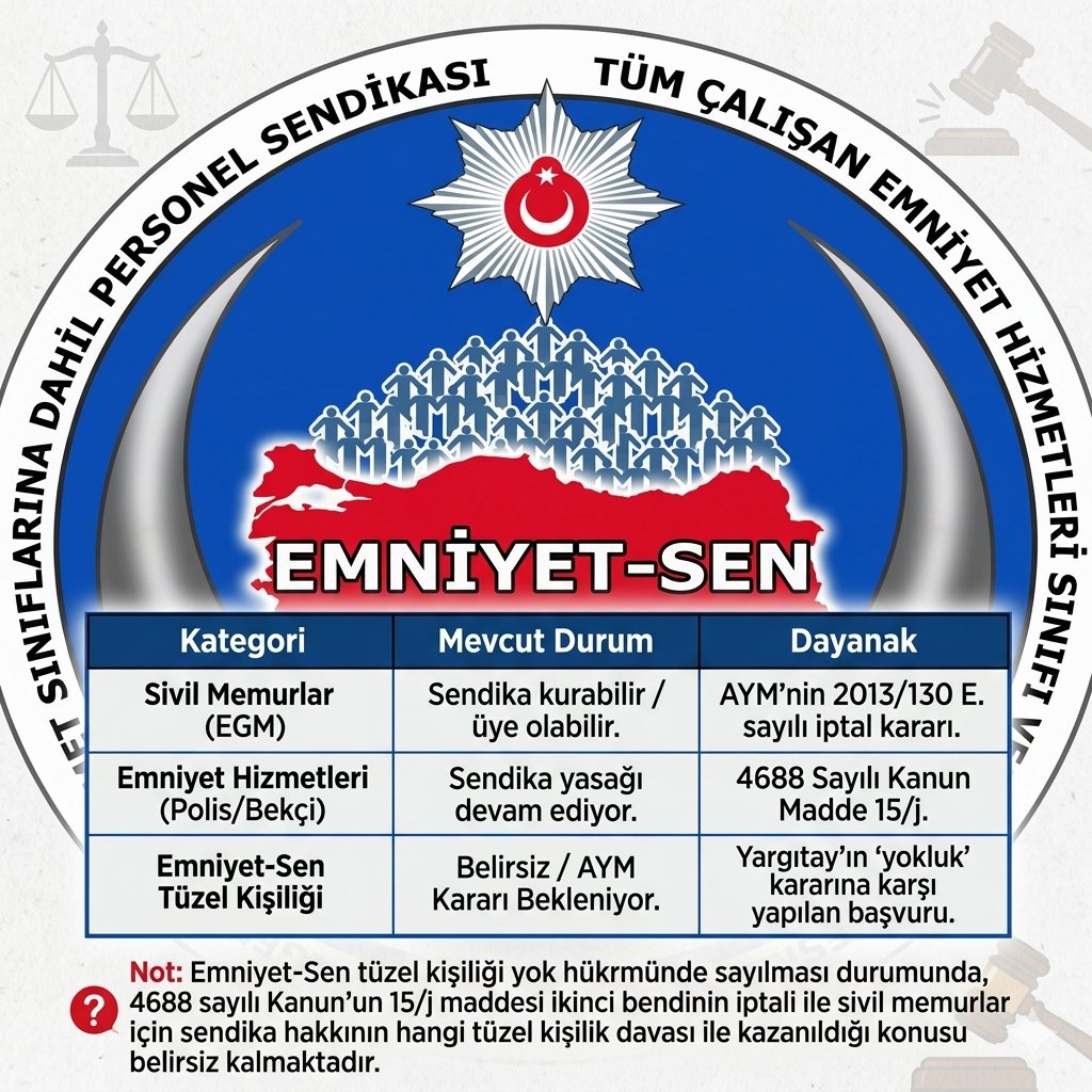 ahmetxaksoz's tweet photo. AYM 12 YIL ÖNCE POLİSE SENDİKA YASAK DEMİŞTİ, 12 ARALIK 2024 İTİBARİYLE YENİ BİR KARAR BEKLİYORUZ

Türk Emniyet Teşkilatı tarihinde Emniyet mensuplarının sendika kuruluşu ilk kez 9 Kasım 2012 tarihinde kısa adı #EmniyetSen
ile ilk kez gerçekleşmiş, sendika genel kurul sonrası 6 Mart 2013 tarihinde Çankaya İlçe Seçim Kurulu tarafından yönetim kurulu üyeleri mazbatası verilmiştir. 

Ankara Valiliği'nin Emniyet-Sen tüzel kişiliğinin yok hükmünde(hiç doğmamış) sayılması için açtığı davada Ankara 9.İş Mahkemesi 4688 sayılı Kanun'un 15/J kuralında yer alan *Emniyet Hizmetleri Sınıfı ve Emniyet Teşkilatında Çalışan Diğer Hizmet Sınıflarına Personelin " sendika kurması ve sendikaya üye olması yasak hükmünün Anayasa'nın 5,11,13,51.maddelerine aykırı olduğu gerekçesiyle somut norm denetimi ile iptal edilmesi başvurusu Anayasa Mahkemesi’nin 2013/130 Esas ve 2014/18 Karar ,(RG 13.05.2014 tarih 28999 sayı) Emniyet Teşkilatı içindeki personeli iki ana gruba ayırarak "hizmetin gerekliliği" ve "demokratik toplum düzeni" kriterleri üzerinden karar verilmiştir.

​𝗔𝗬𝗠'𝗻𝗶𝗻 𝗘𝗺𝗻𝗶𝘆𝗲𝘁 𝗣𝗲𝗿𝘀𝗼𝗻𝗲𝗹𝗶 𝗛𝗮𝗸𝗸ı𝗻𝗱𝗮𝗸𝗶 𝗜̇𝗸𝗶𝗹𝗶 𝗔𝘆𝗿ı𝗺ı

✅AYM, EGM'de Polis-Bekçi dışındaki personel için getirilen yasağın "hakkın özüne dokunduğunu" ve ulaşılmak istenen amaç (kamu düzeni) ile kullanılan aracın (topyekûn yasak) orantısız olduğuna hükmetmiştir. Kararda, sivil memurların sendikal haklardan mahrum bırakılmasının demokratik bir toplumda "zorunlu bir tedbir" olmadığı net bir şekilde ifade edilmiştir.

✅ Mahkeme, polislerin doğrudan "zor kullanma yetkisine" sahip olmasını ve grev/iş yavaşlatma gibi eylemlerin telafisi imkansız zararlar doğurabileceğini gözeterek polisler yönünden yasağı Anayasa'ya aykırı bulmamıştır.
​
​Bu iptal kararı sonrasında, Emniyet Teşkilatı bünyesinde çalışan sivil memurlar (teknisyenler, bilgisayar işletmenleri, psikologlar vb.) sendika kurma ve mevcut sendikalara üye olma hakkını fiilen kazanmışlardır. Ancak Emniyet Hizmetleri Sınıfı (EHS) mensupları için 4688 sayılı Kanun'daki yasak hâlâ yürürlüktedir.
​
▶️AYM kararı sonrası, Ankara Valiliği'nin, Emniyet-Sen tüzel kişiliği yok sayılması talebi Ankara 9.İş Mahkemesi tarafından red edilmiş, temyiz sonrası Yargıtay tarafından Emniyet-Sen yok hükmünde sayılmıştır. 

▶️ Yargıtay'ın Emniyet-Sen hakkında yok hükmünde kararı 06 Mart 2024 tarihinde AYM'de esastan kabul edilmiş, 12 Aralık 2024'de dosya hakkında karar verilecek iken Emniyet-Sen tüzel kişiliği davası ertelenmiştir. 15 ay geçtiği halde maalesef henüz bir dava tarihi belli değildir..

➡️ Emniyet Teşkilatında Emniyet Hizmetleri sınıfı personel Polis, Bekçi ve diğer hizmetler sınıfında olan sivil personel disiplin ve hiyerarşi yönünden aynı Genel Kolluk Disiplin Kanunu'na ve DMK'da olan yasaklara tabiidir. Bu kapsamda grev başta olmak üzere güvenliği tehlikeye atacak bir durum söz konusu olması mümkün olmadığı gibi 4688 sayılı Kanunla "Emniyet Hizmetleri Sınıfı iş kolu" olabilir,Özel Kanun ETK'da sınırları belirli ve Toplu Sözleşmede temsil hakkının gerçekleşmesine dair kurallar gerçekleşebilir.

Anayasanın 153.maddesine göre AYM kararları sadece davanın taraflarını değil; TBMM'yi (yasama), Cumhurbaşkanlığı ve bakanlıkları (yürütme), tüm mahkemeleri (yargı) ve her türlü gerçek veya tüzel kişiyi kapsar. AYM'nin 29.01.2014 tarihli kararı Emniyet-Sen tüzel kişiliğini de bağlamışken, Yargıtay tarafından Emniyet-Sen tüzel kişiliği yok hükmünde( hiç doğmamış, hiç var olmamış) kararı sendika ihlali olacak mı yoksa onaylanacak mı bekliyoruz

Emniyet-Sen, Emniyet Hizmetleri Sınıfı ve Emniyet Teşkilatında Çalışan Diğer Hizmet Sınıflarına Personel için kurulmuş bir sendikaydı. Emniyet-Sen tüzel kişiliği sivil memurlar içinde yok hükmünde sayılmışsa 4688 sayılı 15/J maddenin ikinci bendinde yer alan " Emniyet Teşkilatında çalışan diğer hizmet personeli için sendika hakkı, hangi tüzel kişilik davası ile yasak olmaktan çıkmıştır?  @AYMBASKANLIGI

#AYMEmniyetSeneKararver
#PolisSendikaDavası