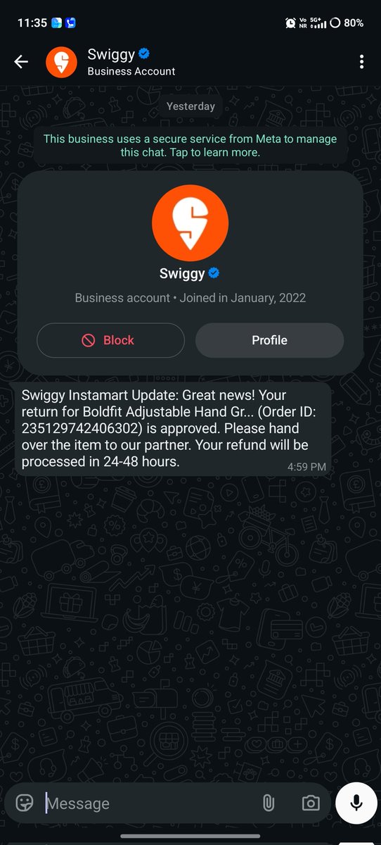 MunjPranay83086's tweet image. Swiggy @instamart_it ❌ @Swiggy delayMart It has been 3 days, but my refund has not been processed yet.
I have already sent 4 emails.
😡😡😡😡😡😡

@SwiggyCares

#refund #refundissue #instamart #swiggy