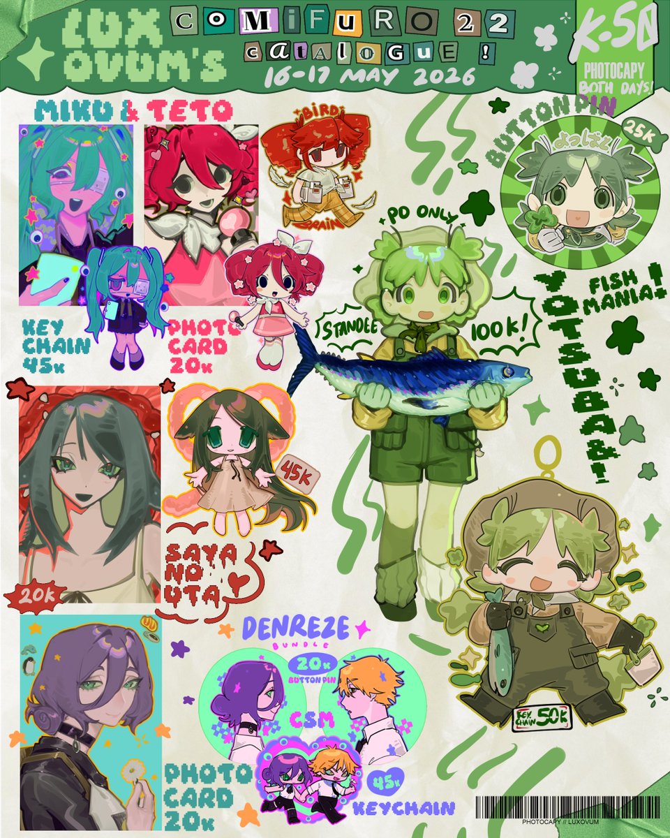 luxovum's tweet image. 🔁💝appreciated!
My #CF22 catalogue is now available for pick up and mail order!
🗓️PO until 3 may 2026
⚾️Clinical Trial/IB/Gorillaz/VOCALOID/EnaDream BBQ/Mouthwashing/OFF/Chainsaw man/Saya no uta/Deadlock/TF2/F&amp;amp;H termina/Yotsuba/JJBA/SHF

🔗in reply!
#cf22catalogue #comifuro22