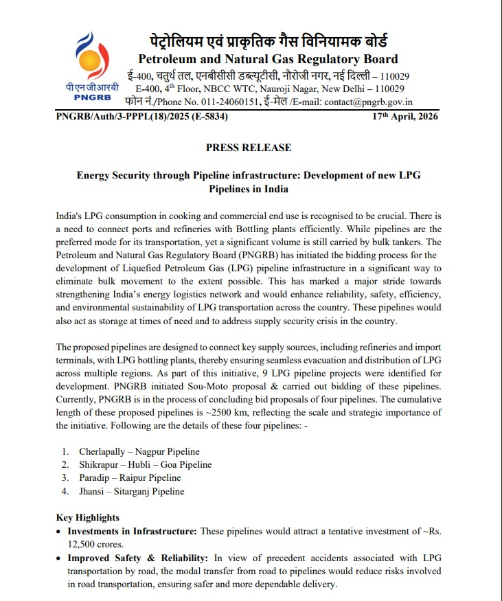 ETNOWlive's tweet image. #NewsAlert | PNGRB plans ₹12,500 cr pipeline push, eyes phasing out bulk LPG road transport by 2030 

#Energy #Infrastructure #India