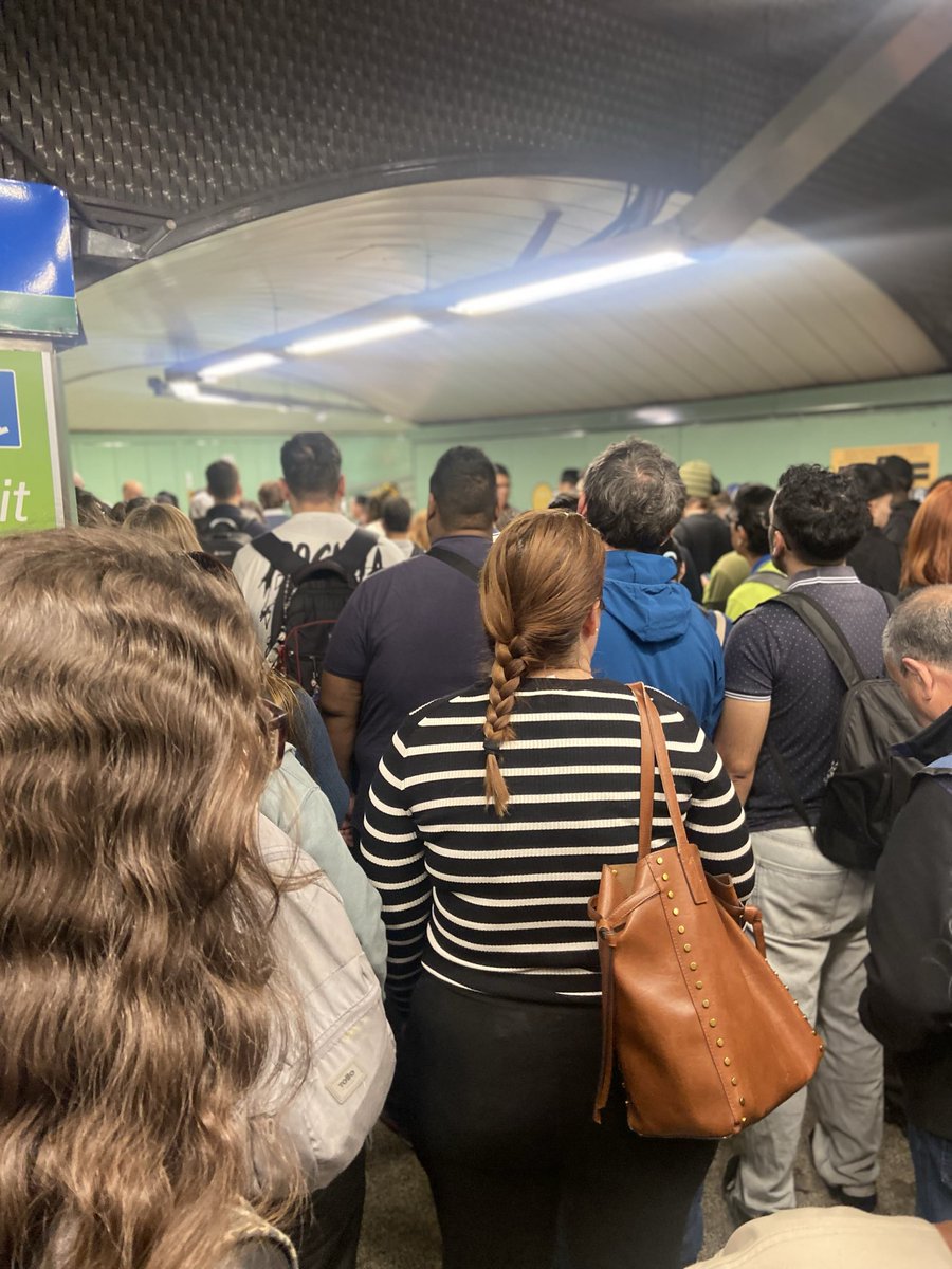 samuelcaraballo's tweet photo. Ya no puedes ni pasar al andén. Caos absoluto en @metro_madrid Plaza Elíptica Linea 6. @PSOE @MasMadrid__ @psoe_m @oscar_puente_ https://t.co/vsiknWSCTI