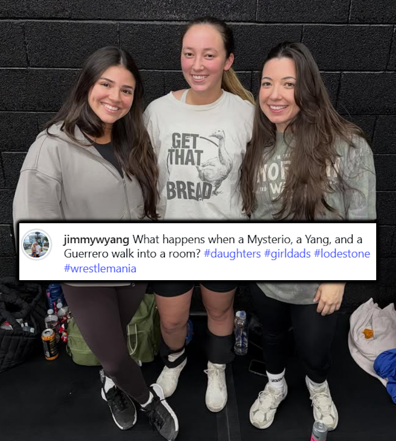Aalyah Mysterio, Jazzy Yang and Sherilyn Guerrero - the daughters of Rey Mysterio, Jimmy Wang Yang and Eddie Guerrero - at Bayley's Lodestone women's wrestling camp in Las Vegas 🙌