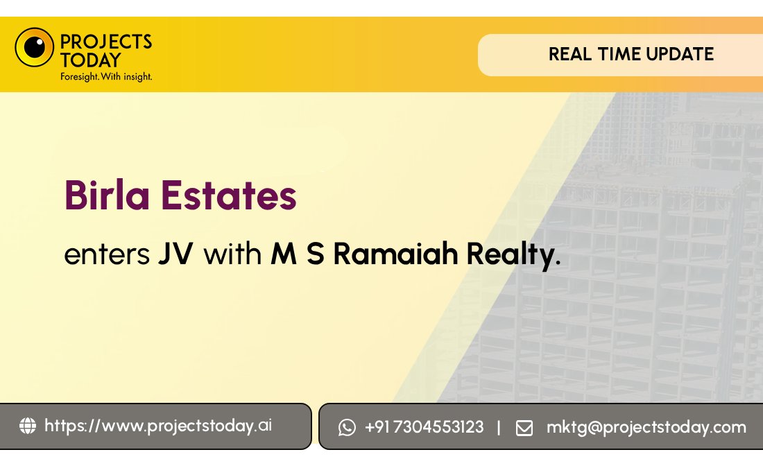 projects_today's tweet image. Real Time Update

Birla Estates enters JV with M S Ramaiah Realty.

For more details:
Email us at: mktg@projectstoday.com
Contact us on +91 7304553123

#BirlaEstates #MSRamaiahRealty #JointVenture #RealEstateDevelopment #PropertyInvestment #BusinessCollaboration #UrbanDevelopment