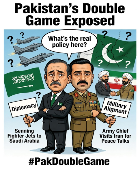 #Pakistan sending fighter jets to Saudi Arabia while its army chief visits Iran for “peace talks” raises serious questions. Diplomacy on one side, military alignment on the other what’s the real policy here? #PakDoubleGame