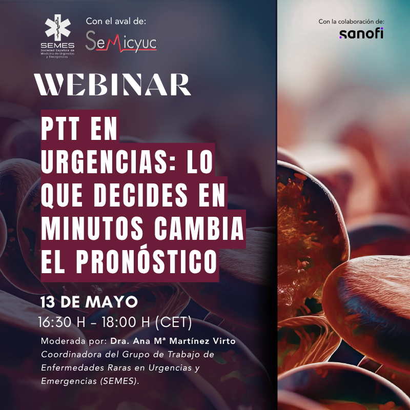 SEMES_'s tweet photo. Nueva webinar👏

PTT EN URGENCIAS: Lo que decides en minutos cambia el pronóstico🩸🩸

El 13 de mayo a las 16.30: https://t.co/lH1z1Gf4iz https://t.co/906sQL9lzL