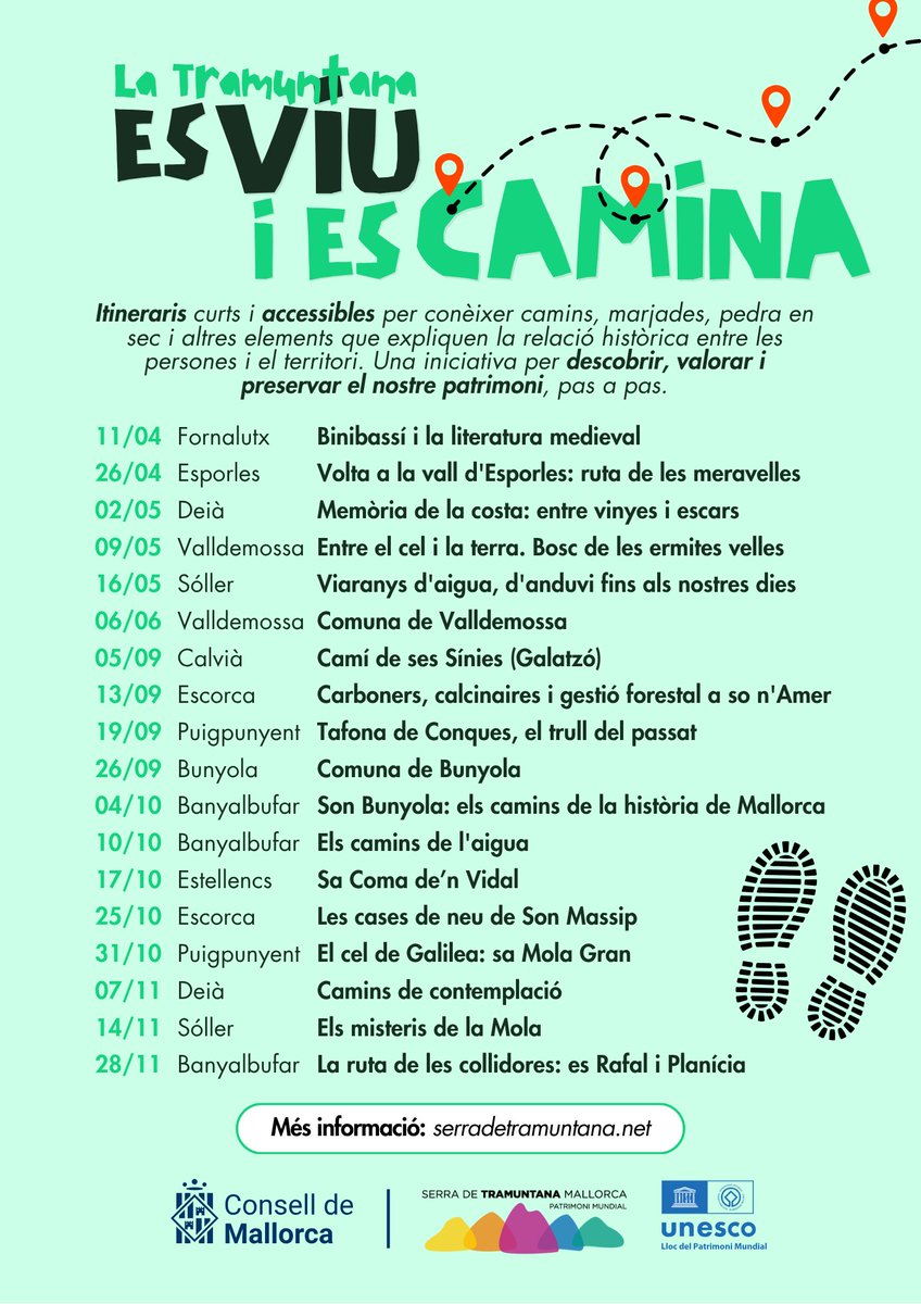 SdeTramuntana's tweet photo. Ja pots reservar la teva invitació per a la propera passejada per la #SerradeTramuntana, que serà diumenge 26 d'abril a Esporles. Farem 'la ruta de les meravelles' amb Tomàs Vibot.

👉 https://t.co/IKr4QtppnN https://t.co/goiUJMh3yF