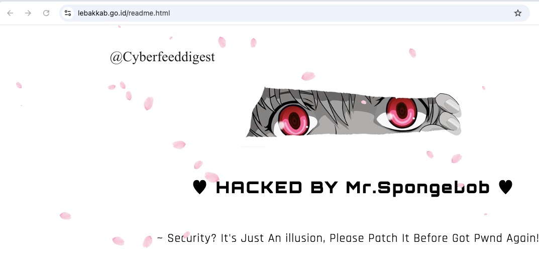 cyberfeeddigest's tweet image. A governmental website of #Indonesia #Hacked by Mr.Spongebob

hxxps://lebakkab.go.id/readme.html
#Hack #Defacement #Indonesia
