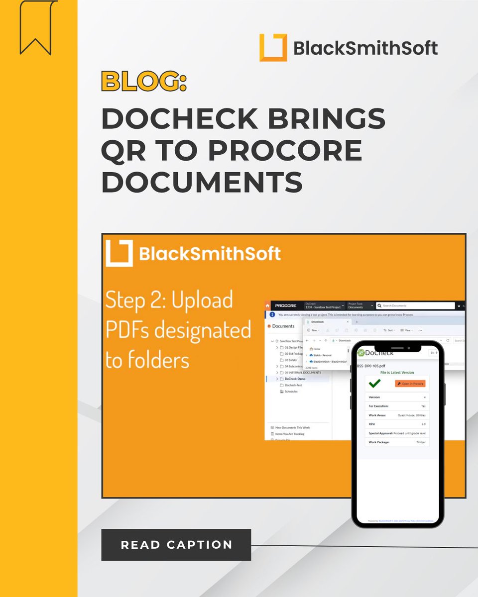 blacksmithsoft1's tweet image. Still dealing with outdated drawings on site?

DoCheck QR now brings QR code version control to Procore documents. Scan, verify, and access the latest file instantly.

Reduce errors. Improve accuracy.

👉 bit.ly/4tt4PDM  

#autodesk #bim #constructiontech #smartdocuments