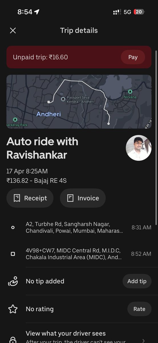 drshubham_07's tweet image. Another day, another random "unpaid trip" balance from @Uber_India. I guess the upfront price is just a suggestion now? 🤡 Check your receipts, folks. #Uber #Andheri #ConsumerRights