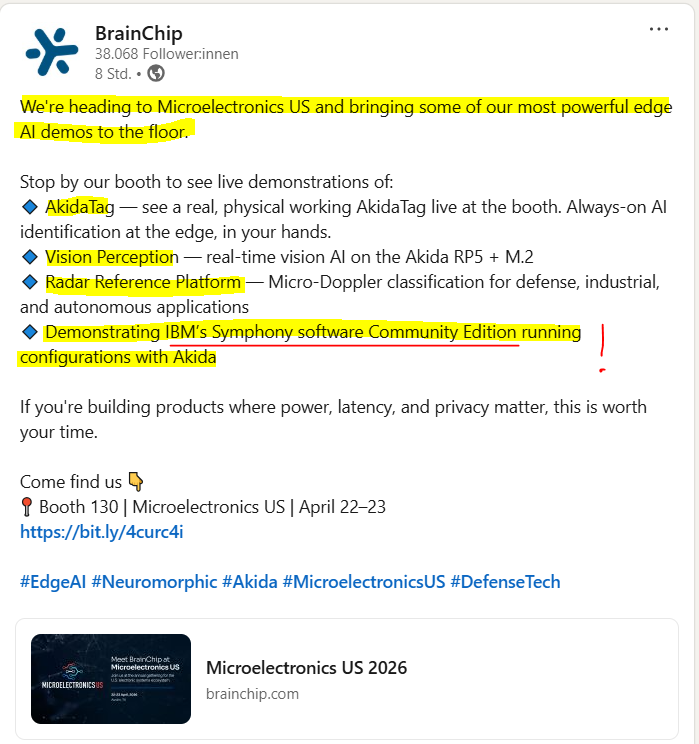 MIAM_Schwan's tweet image. Here we go ... 👏 
If you followed my numerous posts regarding Kevin D. Johnson's (Field CTO #IBM) activities/demos using Akida, you will now see a connection 👇. Peter van der Made (Found BRN) also presented one of Kevin's tests in Perth two days ago. 💡

@BrainChip_inc $BRN