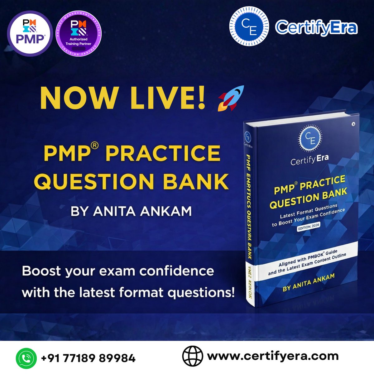 certifyera's tweet image. 🚀 NOW LIVE: PMP® Practice Question Bank (2026 Edition)
✔️ Real exam-like questions
✔️ Aligned with PMBOK® Guide
✔️ Perfect for final revision
📘 Buy now: 
amzn.in/d/08zd6JYf

#PMP #PMPCertification #ProjectManagement #ExamPrep #PMBOK #CareerGrowth #Certification