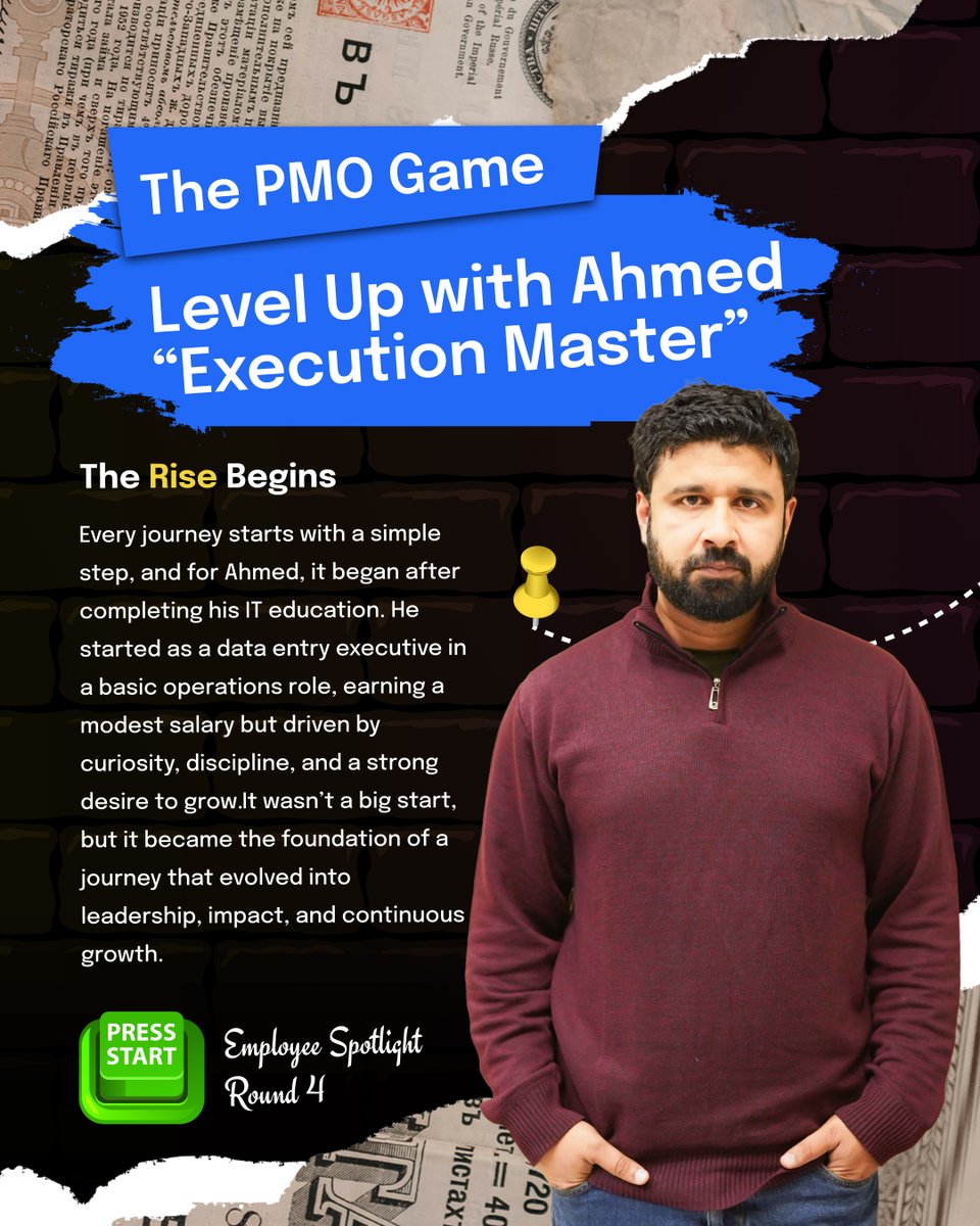 vaivaltechpk's tweet photo. Employee Spotlight Round 4 ft. Ahmed Jawad Khan – Level Up with Ahmed.

From a basic role to Operations Director at Vaival Technologies, his journey reflects curiosity, adaptability, and continuous growth. 

Today he leads high-performing teams and drives execution excellence. https://t.co/YTSep34tkk