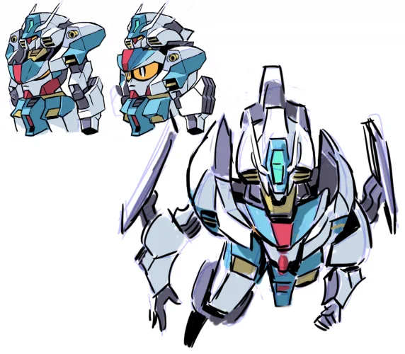 SDリアル変形ガンダム、各部ボリューム検討。バイアランをパクったつもりでおりましたがギャプランでした。